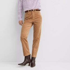 LOFT Women's Straight Corduroy High Rise Pants Perfect Camel